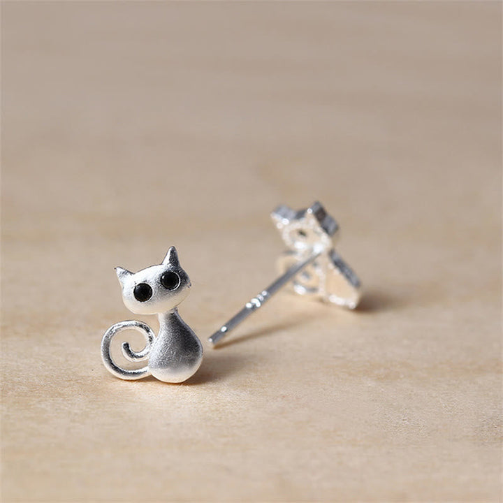 Ohrringe Silber Katze Segen niedliche Ohrstecker Schmuck spirituell Boho