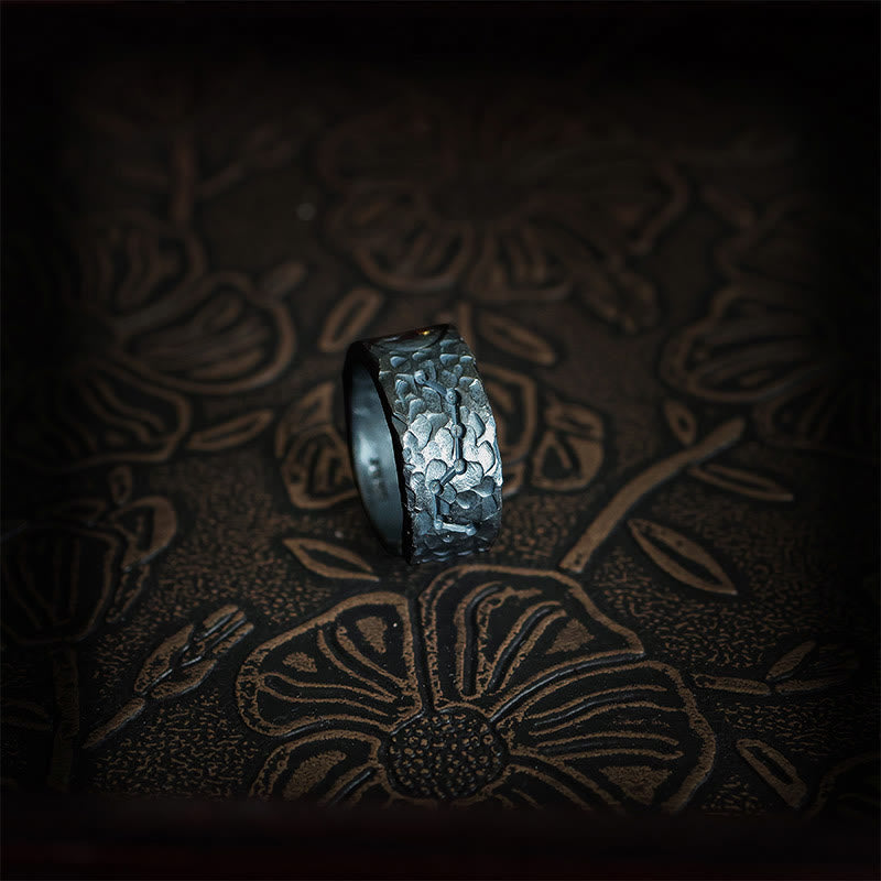 Ring 999 Silber Yin Yang Balance mit Blattmuster Fingerring