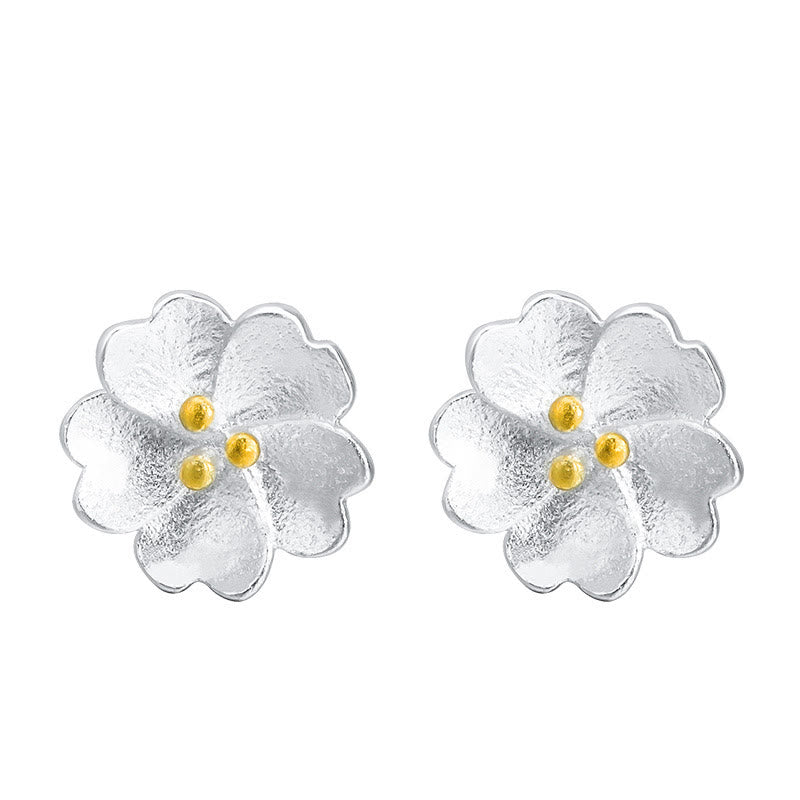 Ohrringe Silber Kirschblüte Blüte Ohrstecker Boho Schmuck floral zart