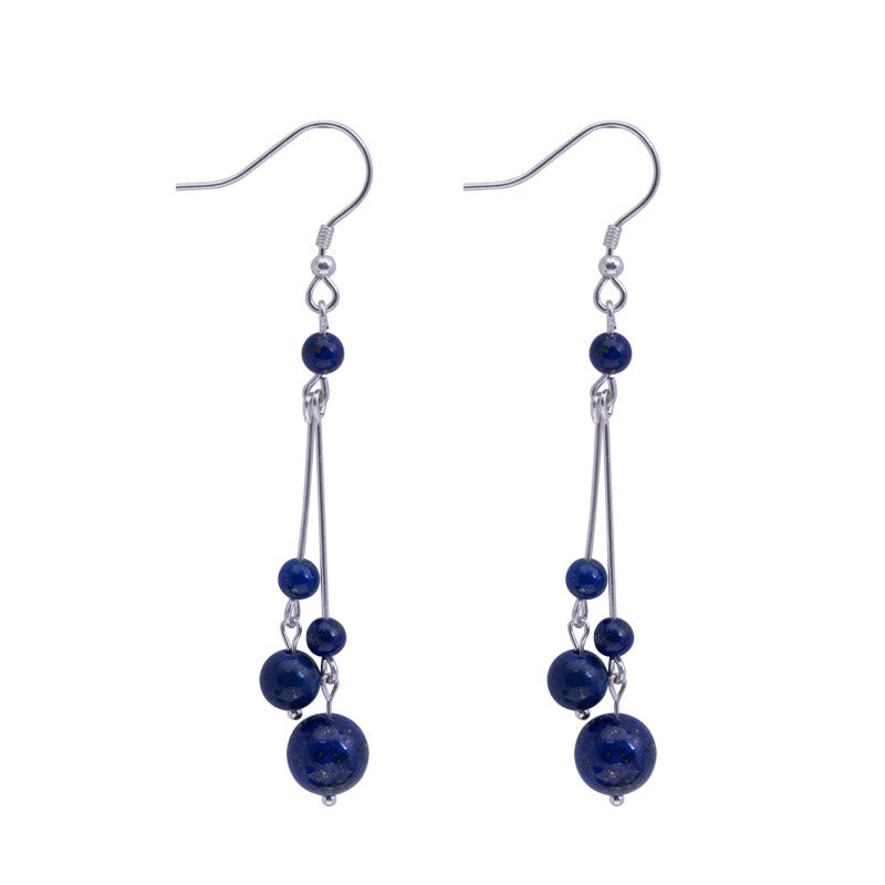 Ohrringe Lapislazuli Silber lange Ohrhänger Boho Schmuck spirituell elegant