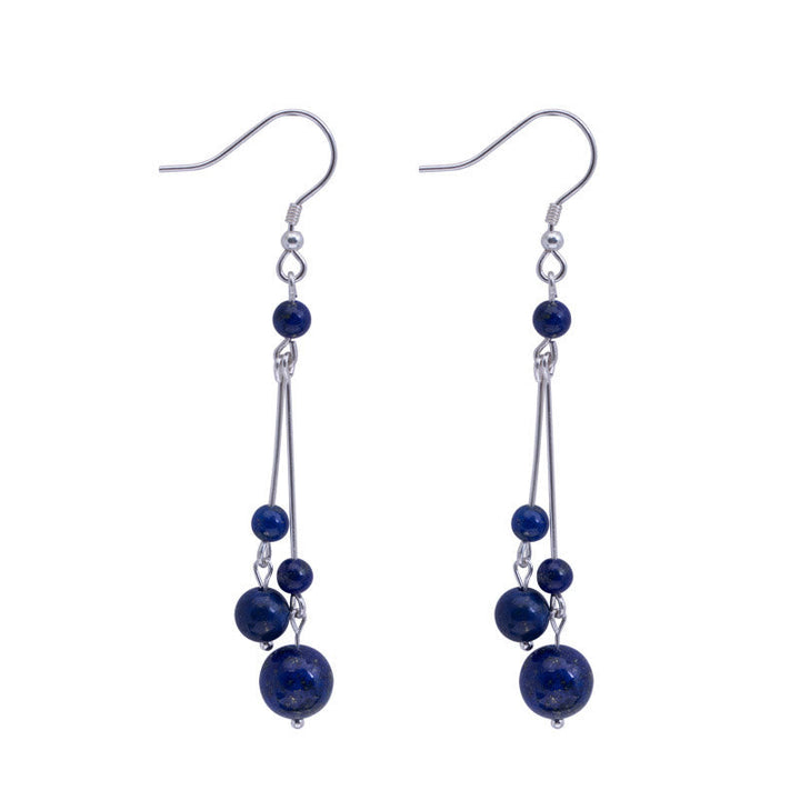 Ohrringe Lapislazuli Silber lange Ohrhänger Boho Schmuck spirituell elegant