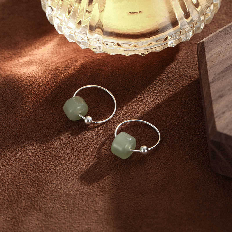 Ohrringe Hetian-Jade Silber Wohlstand Boho Schmuck spirituell elegante Ohrhänger