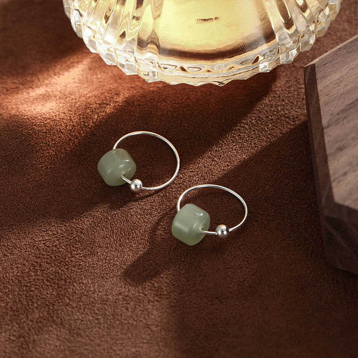 Ohrringe Hetian-Jade Silber Wohlstand Boho Schmuck spirituell elegante Ohrhänger