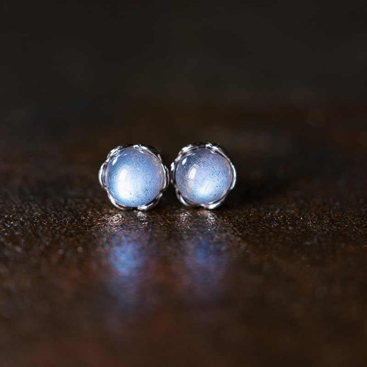 Mondstein Ohrringe Silber Boho Schmuck spirituell Ohrstecker positive Energie