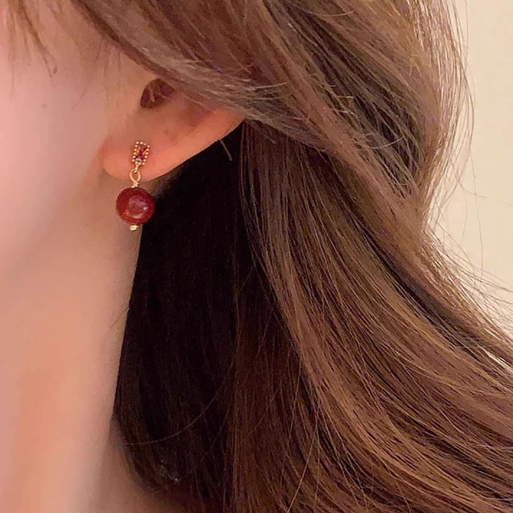 Zinnober Ohrringe Silber Zirkonia getragen Boho Schmuck spirituell Ohrhänger