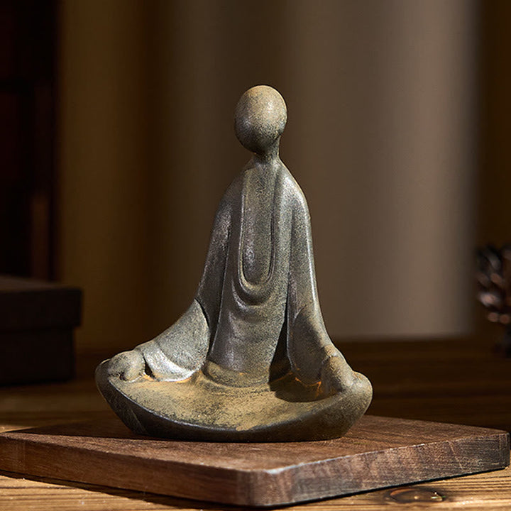 Sitzender Buddha Eisen Rost Harz Glücksbringer