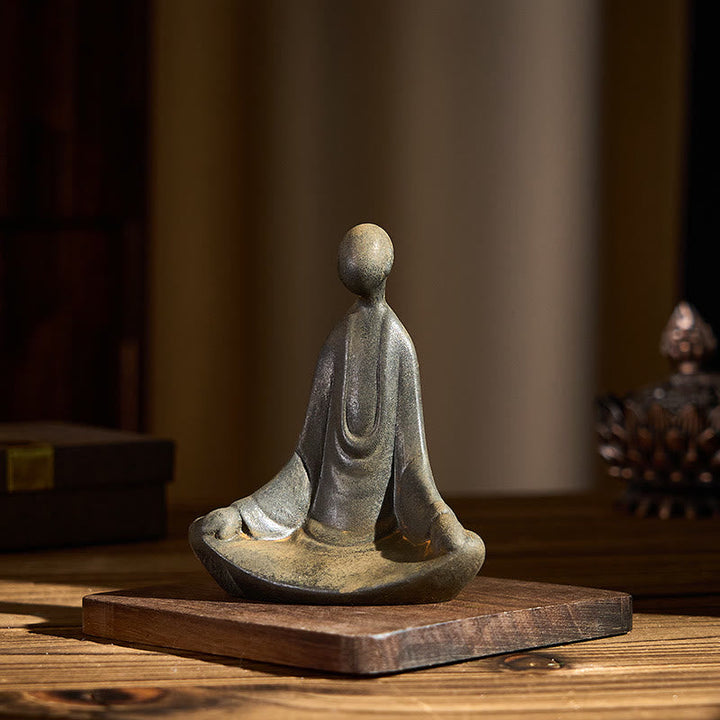 Sitzender Buddha Eisen Rost Harz Statue
