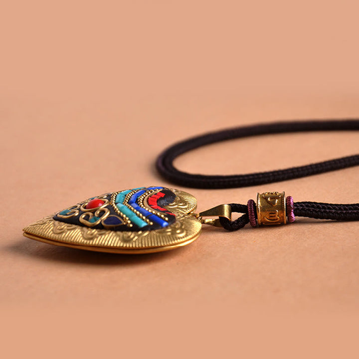 Kette mit Kwan Yin Kupfer Anhänger bunte Emaille Wohlstand