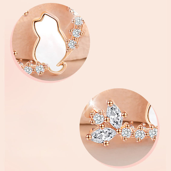 Rosegold Kette Sterlingsilber mit funkelnder Blume Kristall Segen