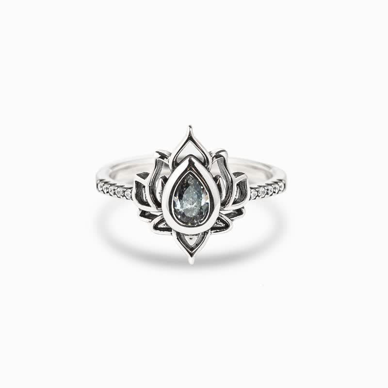 Ring 925 Silber Lotus Zirkon Stein Segen Schutz Glück