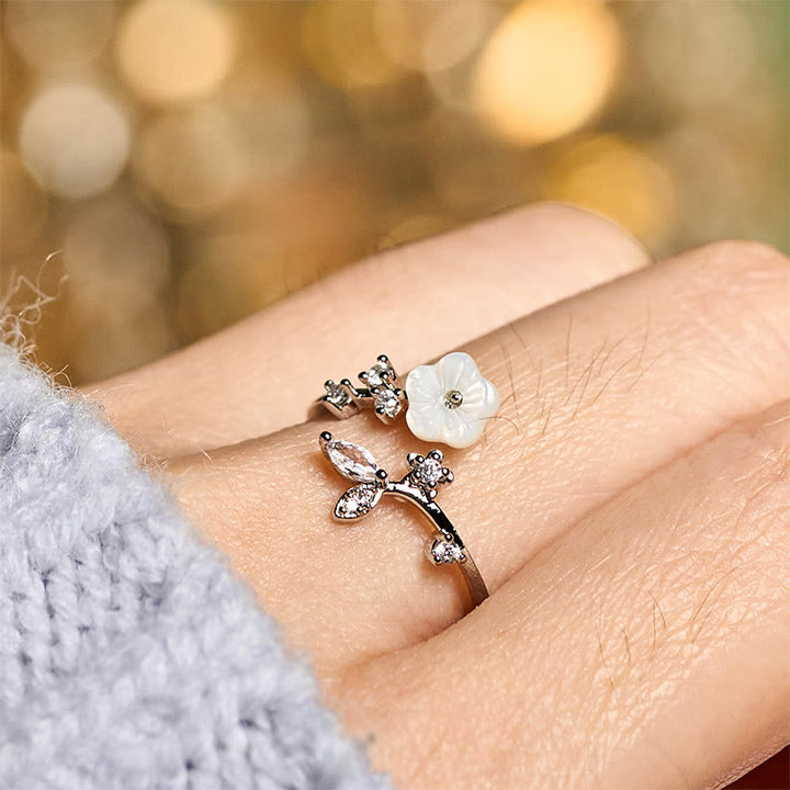 Ring Kupfer Weiße Blume Heilung getragen Glück Schutz Eleganz