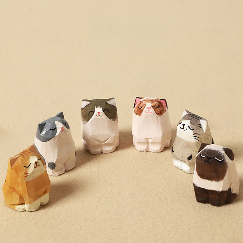 Schlüsselanhänger Om Mani Padme Hum Katze Holz handgeschnitzt bunte Glücksbringer Sammlung