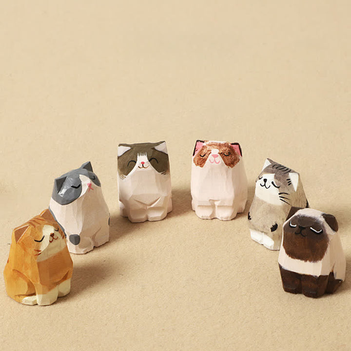 Schlüsselanhänger Om Mani Padme Hum Katze Holz handgeschnitzt bunte Glücksbringer Sammlung
