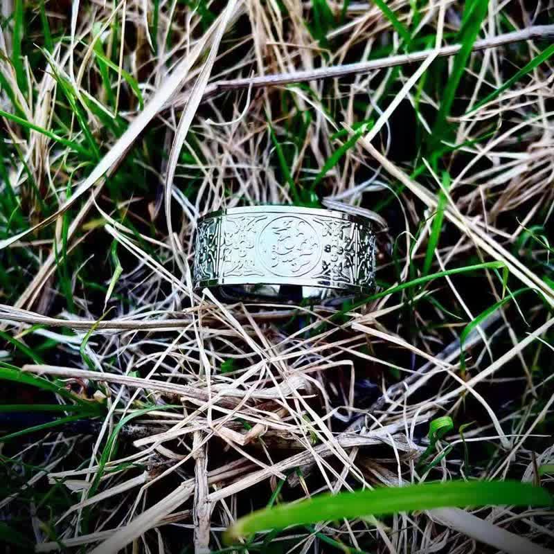 Silber Ring Drachen Tiger Suzaku Basalt Erfolg Glück Fingerring graviert