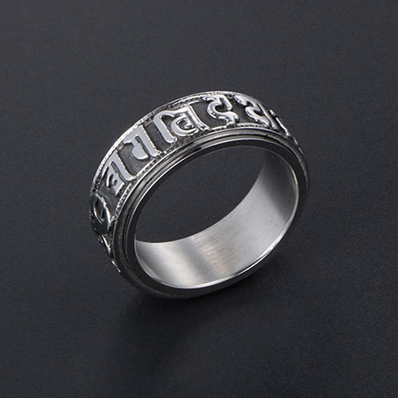 Ring Titanstahl Om Mani Padme Hum Balance Schutz Meditation