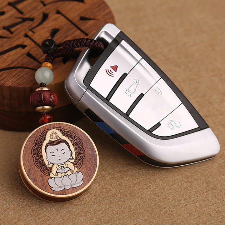 Schlüsselanhänger Buddha Ebenholz Balance Lotus Autoschlüssel Glücksbringer spirituell