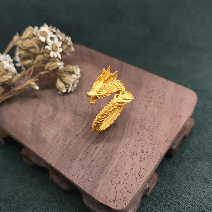 Ring Goldener Drachen – Erfolg & Stärke Glück Schutz