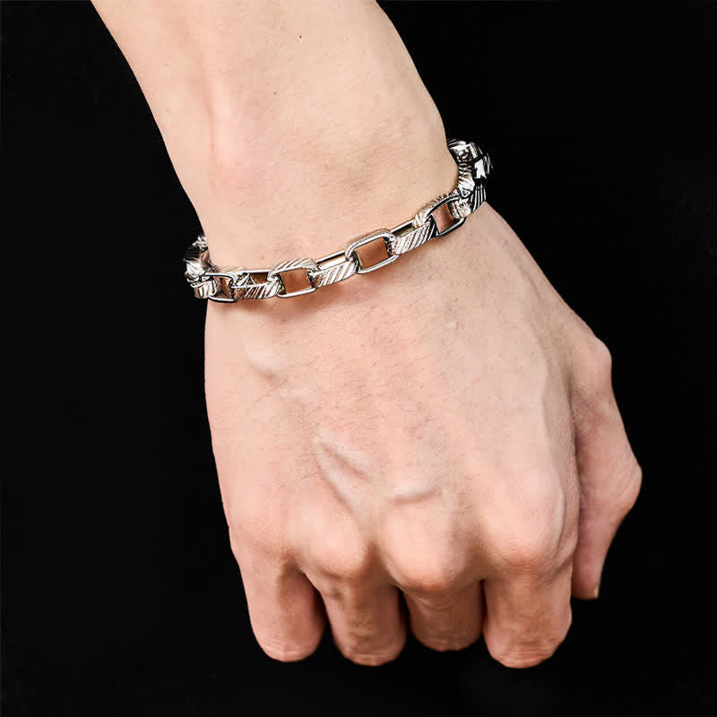Armband Chain Chunky Geflochten Stärken Cuban – Stärke am Handgelenk getragen Silber