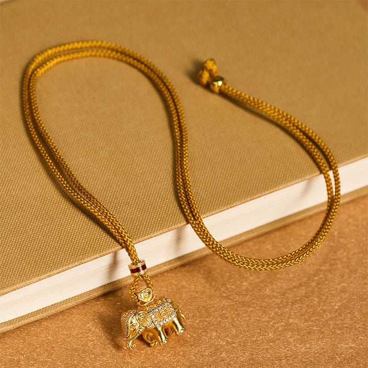 Kette Vergoldetes Messing Elefant – Stärke goldene Halskette Schmuck