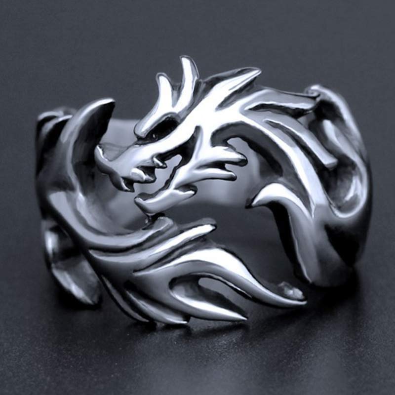Drachen Ring aus Silber Fengshui Schutz Stärke Symbol