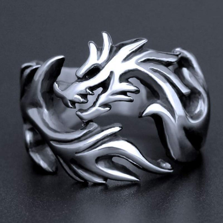 Drachen Ring aus Silber Fengshui Schutz Stärke Symbol