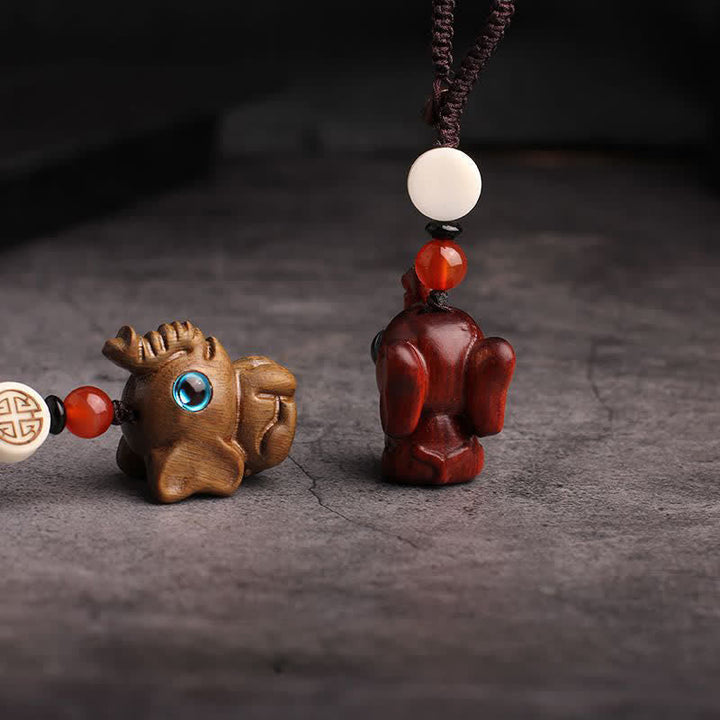Schlüsselanhänger Sandelholz Elefant – Stärke handgeschnitzt Glücksbringer spirituell Feng Shui