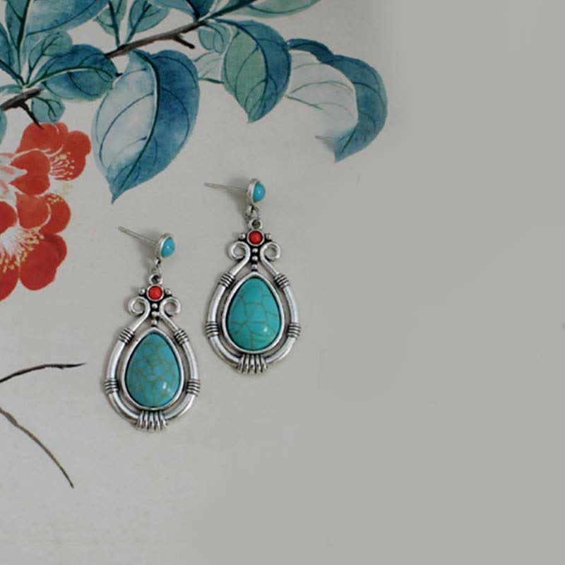 Ohrringe Türkis Tropfen Stärke Silber Boho Schmuck spirituell Ohrhänger