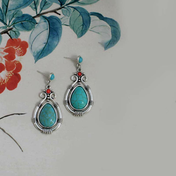 Ohrringe Türkis Tropfen Stärke Silber Boho Schmuck spirituell Ohrhänger