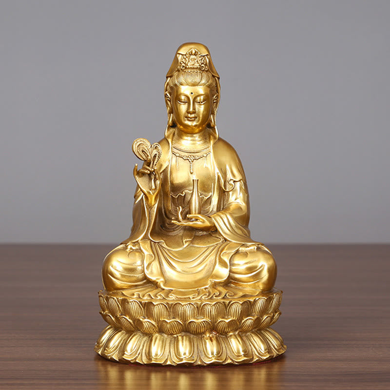 Statue Guanyin Weidenflasche Messing Harmonie Deko