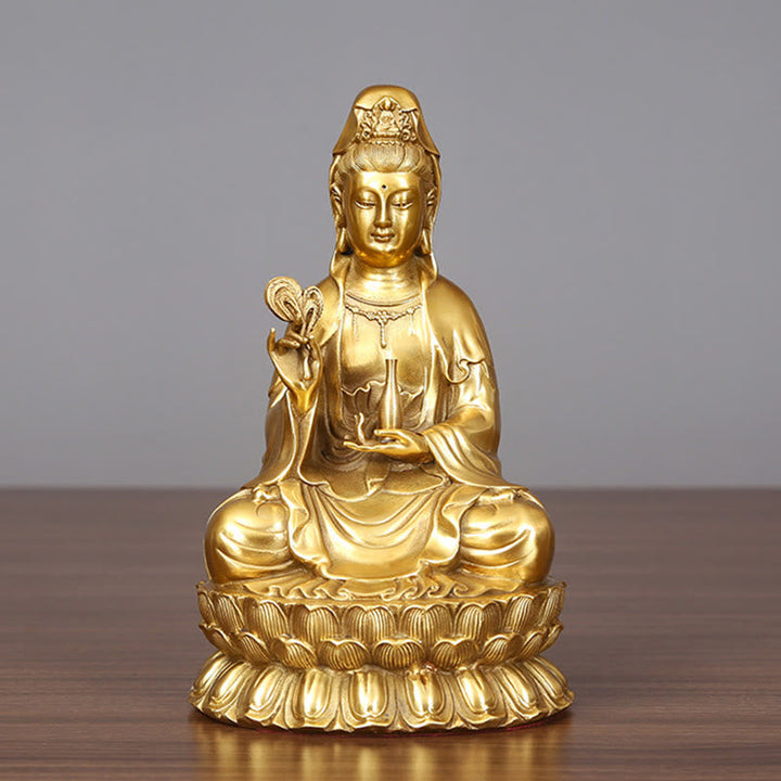 Statue Guanyin Weidenflasche Messing Harmonie Deko