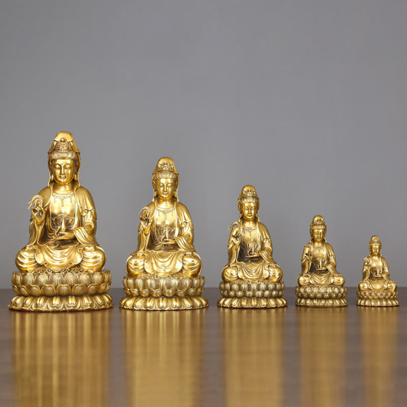 Statue Guanyin Weidenflasche Messing Harmonie Feng Shui