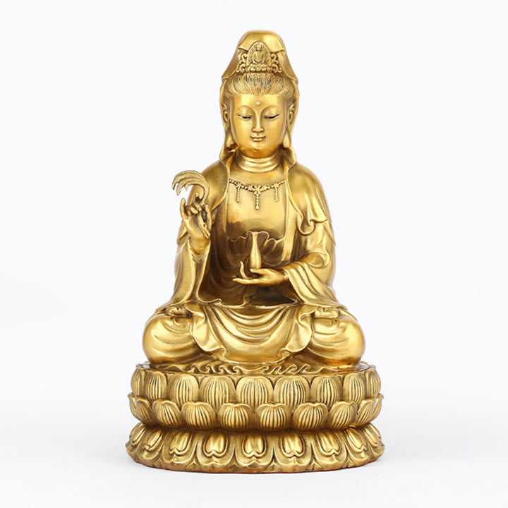 Statue Guanyin Weidenflasche Messing Harmonie Glücksbringer