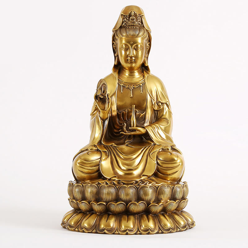 Statue Guanyin Weidenflasche Messing Harmonie Symbol