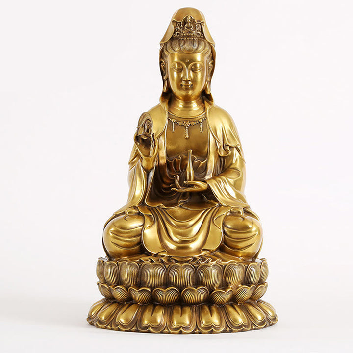 Statue Guanyin Weidenflasche Messing Harmonie Symbol