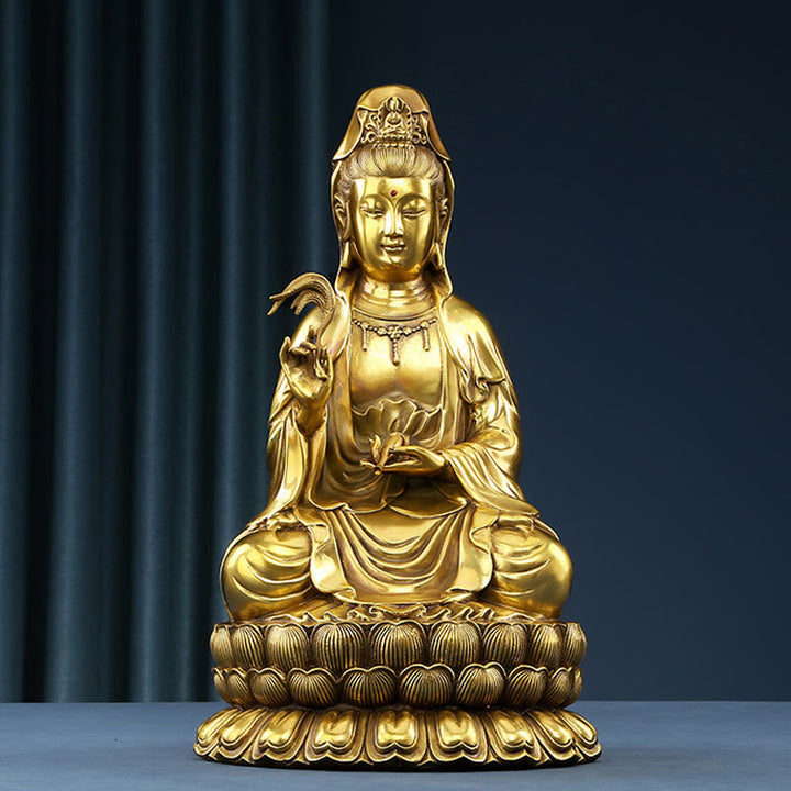 Statue Guanyin Weidenflasche Messing Harmonie