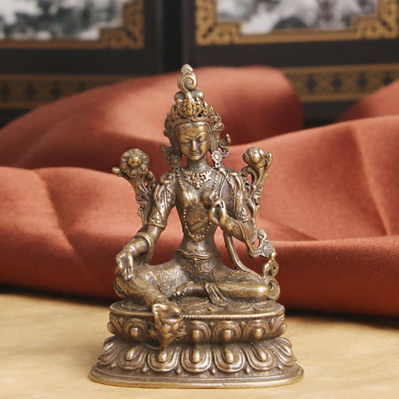 Tara Grün Kupfer Statue Glücksbringer