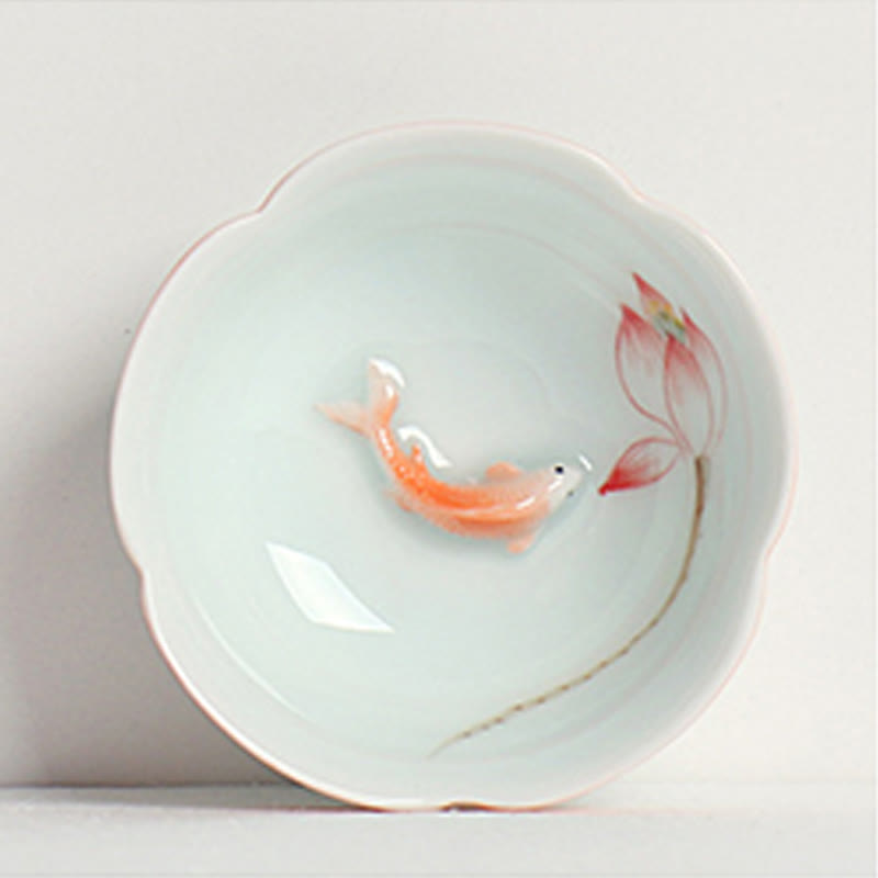 Teebecher Aus Porzellan Koi Lotus Keramik Gaiwan