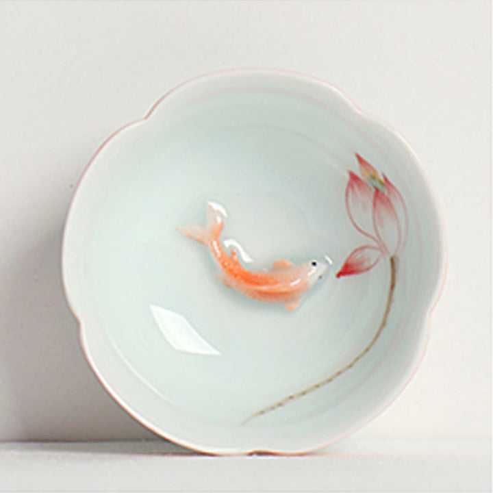 Teebecher Aus Porzellan Koi Lotus Keramik Gaiwan