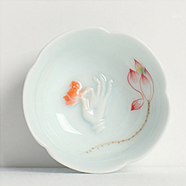Teebecher Aus Porzellan Koi Lotus Keramik Geschenk