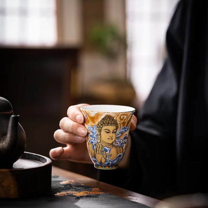Teebecher Fliegende Apsara Dunhuang Keramik Gaiwan