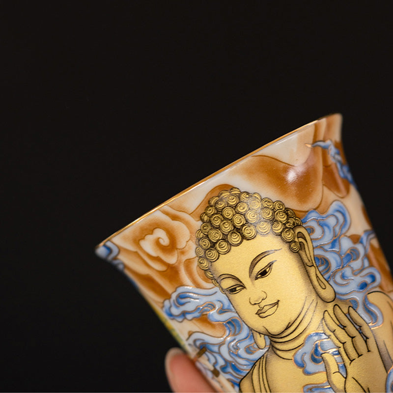 Teebecher Fliegende Apsara Dunhuang Keramik Matcha