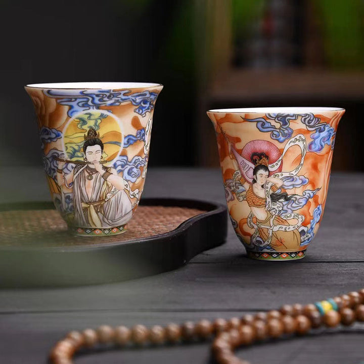 Teebecher Fliegende Apsara Dunhuang Keramik