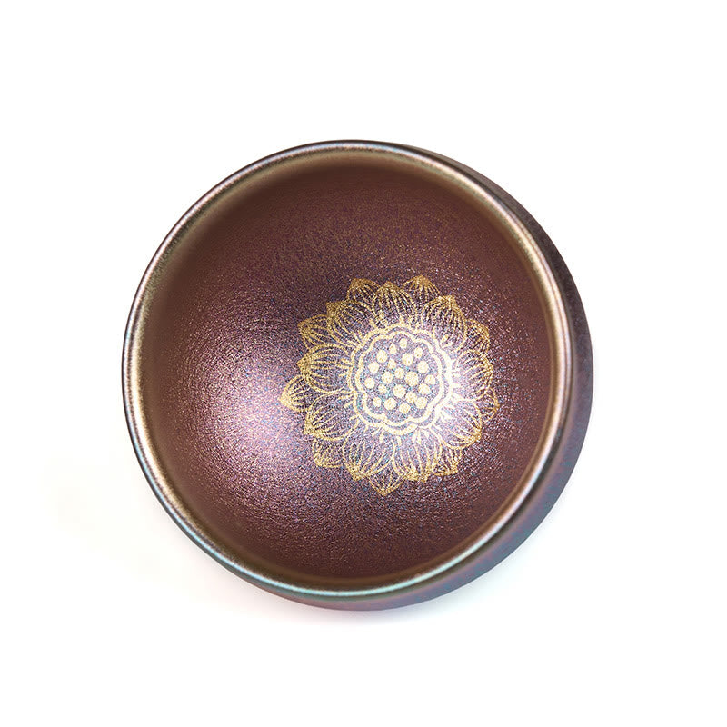 Teebecher Goldener Lotus Jianzhan Keramik Matcha