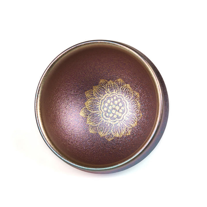 Teebecher Goldener Lotus Jianzhan Keramik Matcha