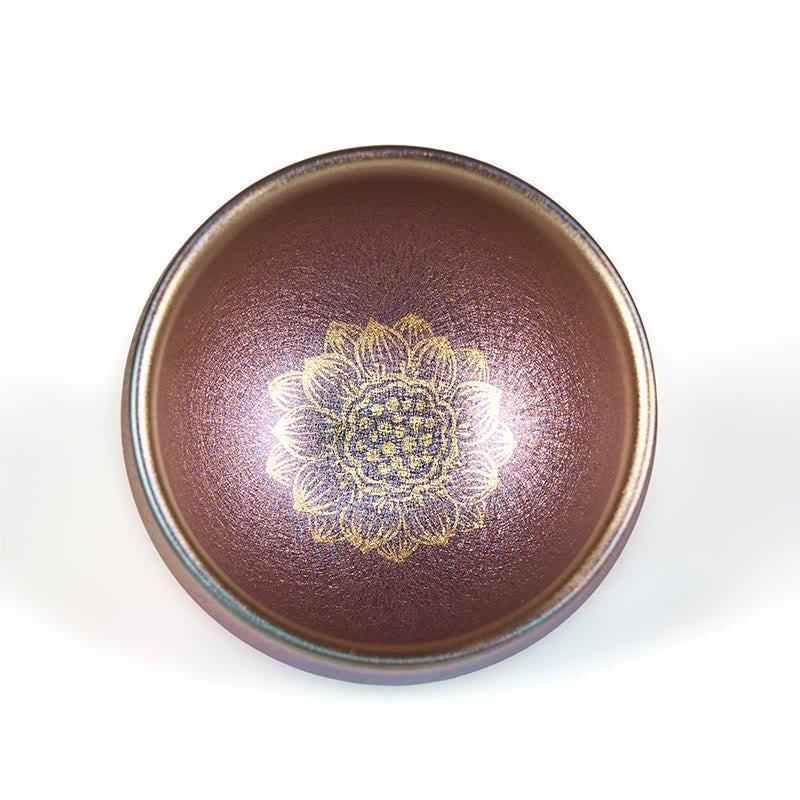 Teebecher Goldener Lotus Jianzhan Keramik Teezeremonie