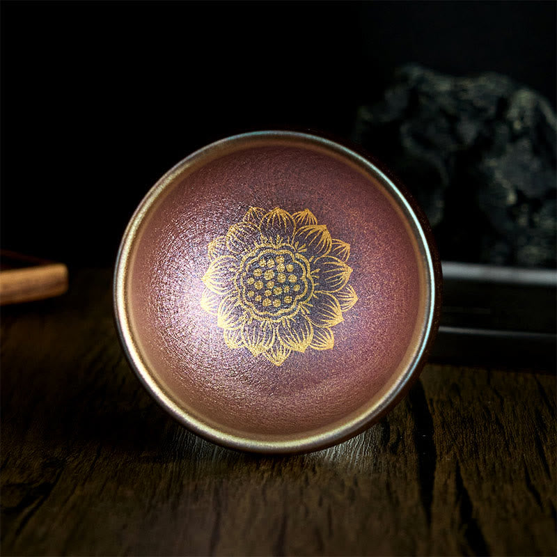 Teebecher Goldener Lotus Jianzhan Keramik
