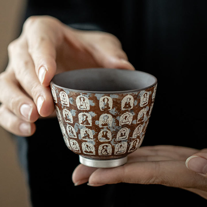 Teebecher Porzellan Buddha Poesie Keramik Deko