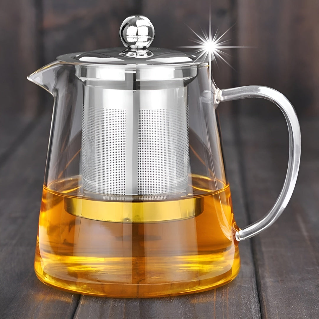 Teekanne Glas mit Sieb Edelstahl