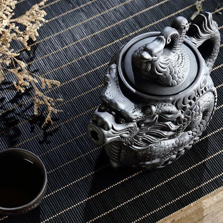 Teekanne Keramik Drache Phönix Vintage Gaiwan