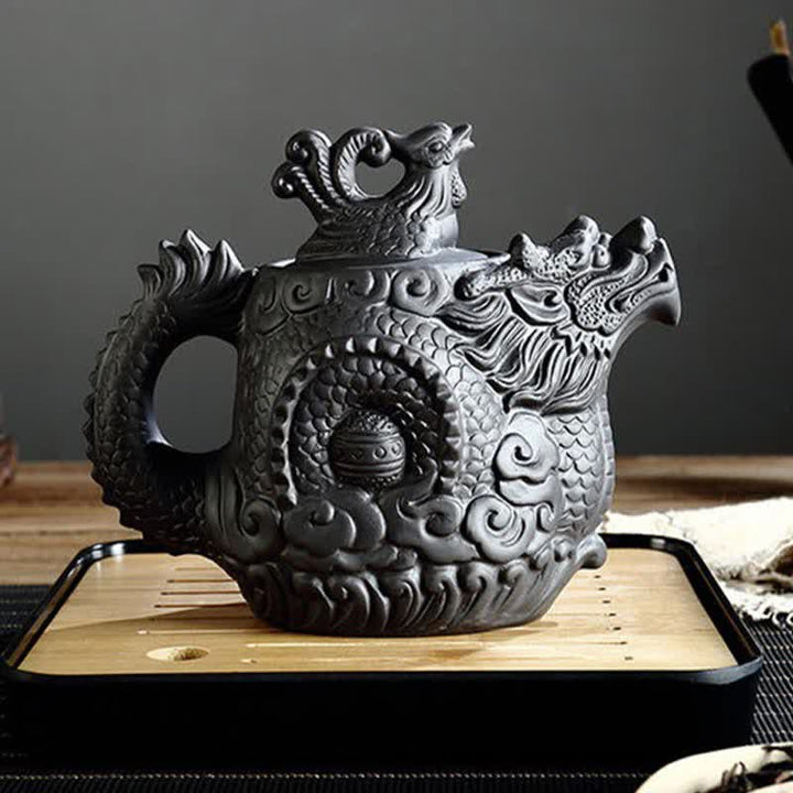 Teekanne Keramik Drache Phönix Vintage Geschenk